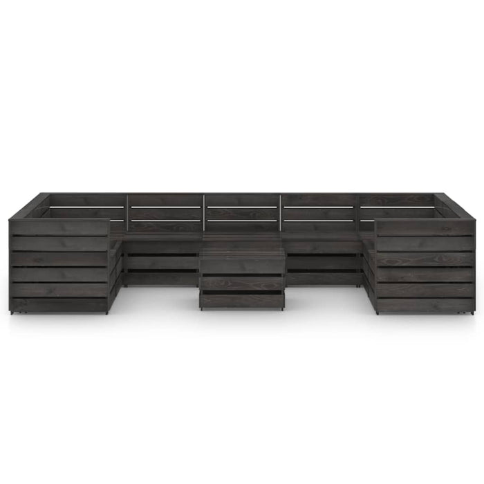 10-tlg. Garten-Lounge-Set Grau Imprägniertes Kiefernholz