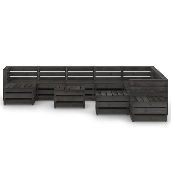 12-tlg. Garten-Lounge-Set Grau Imprägniertes Kiefernholz