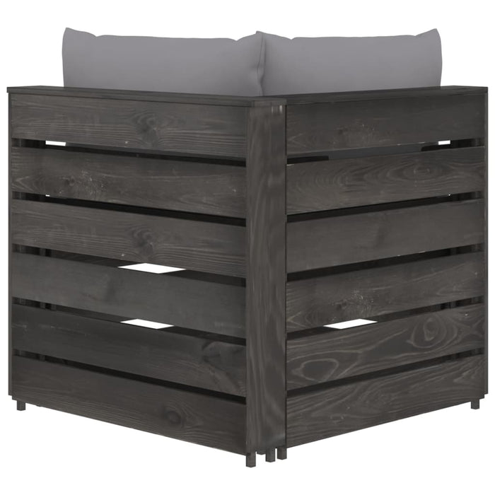 2-Sitzer Outdoor-Sofa mit Kissen Grau Imprägniertes Kiefernholz