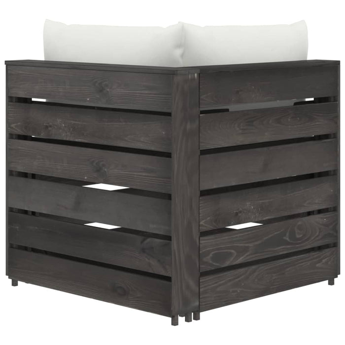 2-Sitzer Outdoor-Sofa mit Kissen Grau Imprägniertes Kiefernholz