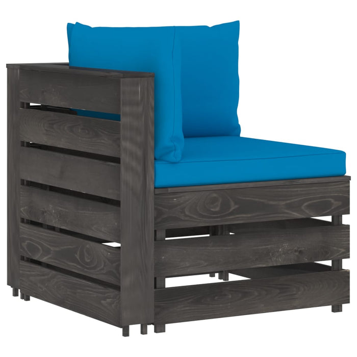 2-Sitzer Outdoor-Sofa mit Kissen Grau Imprägniertes Kiefernholz