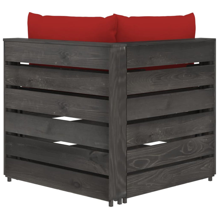 2-Sitzer Outdoor-Sofa mit Kissen Grau Imprägniertes Kiefernholz