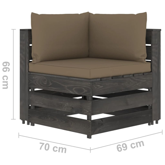 2-Sitzer Outdoor-Sofa mit Kissen Grau Imprägniertes Kiefernholz