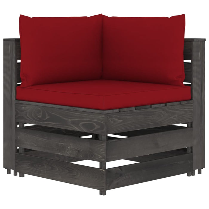 2-Sitzer Outdoor-Sofa mit Kissen Grau Imprägniertes Kiefernholz