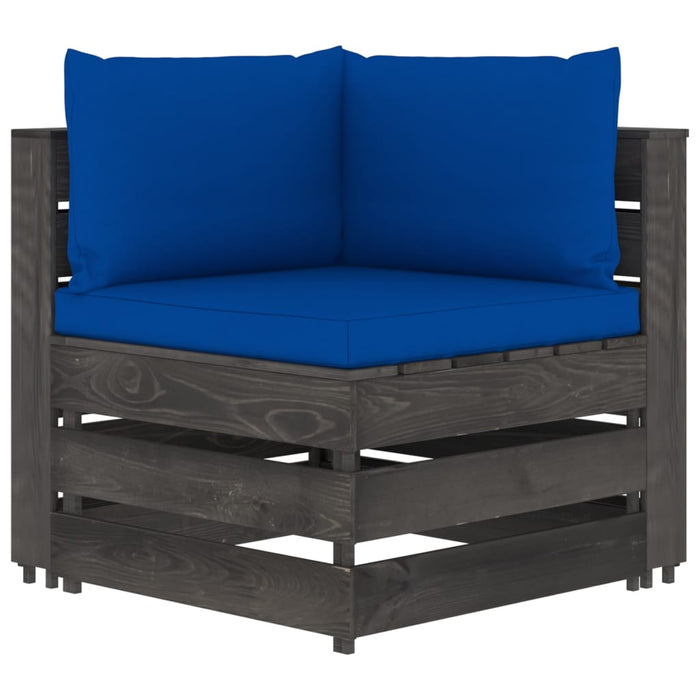 2-Sitzer Outdoor-Sofa mit Kissen Grau Imprägniertes Kiefernholz