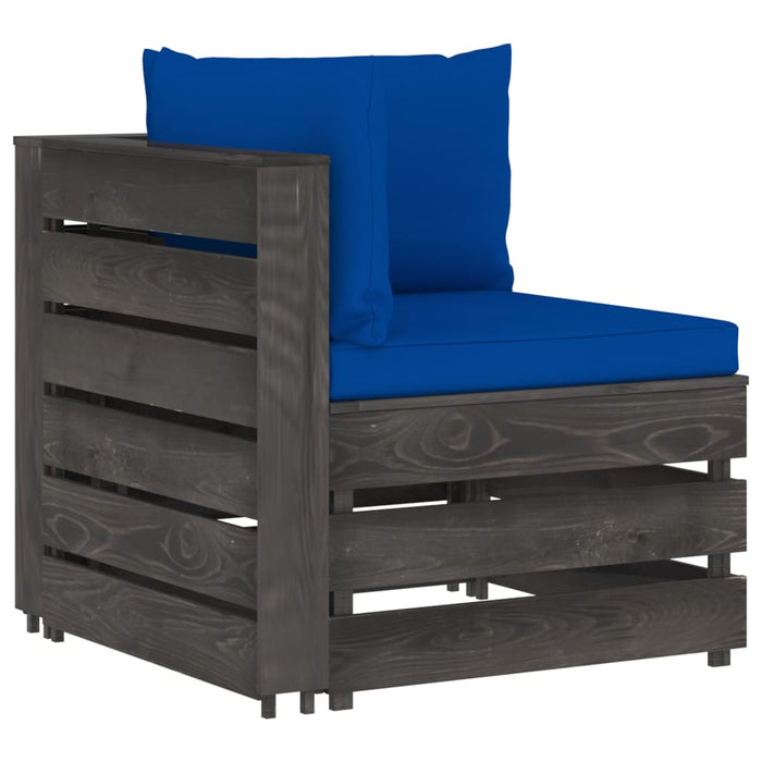 2-Sitzer Outdoor-Sofa mit Kissen Grau Imprägniertes Kiefernholz