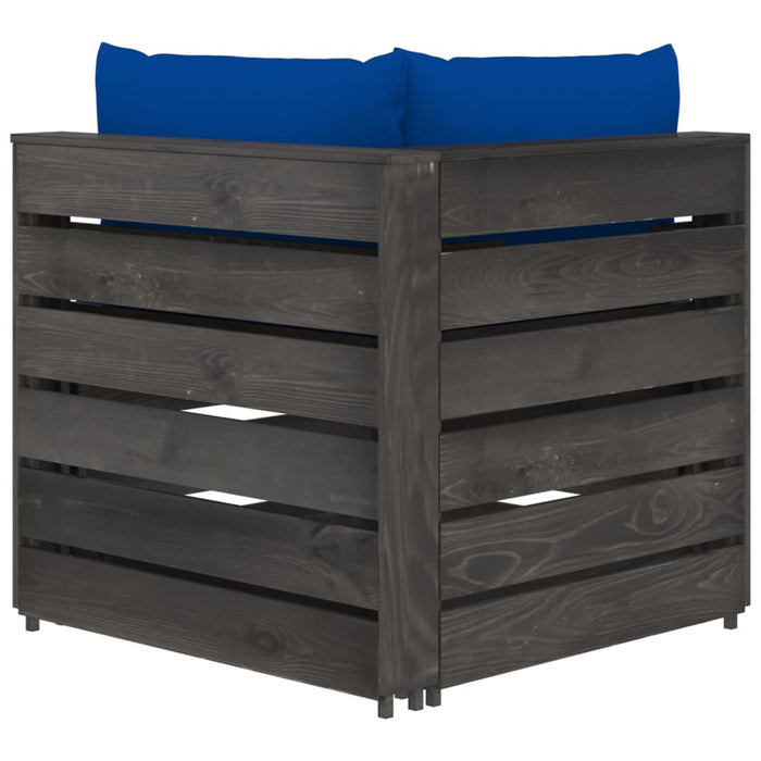 2-Sitzer Outdoor-Sofa mit Kissen Grau Imprägniertes Kiefernholz