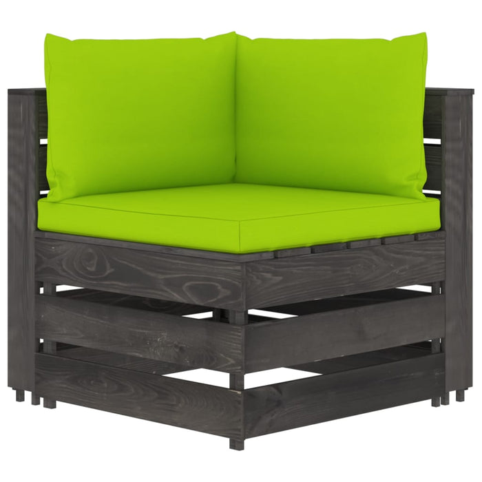 2-Sitzer Outdoor-Sofa mit Kissen Grau Imprägniertes Kiefernholz