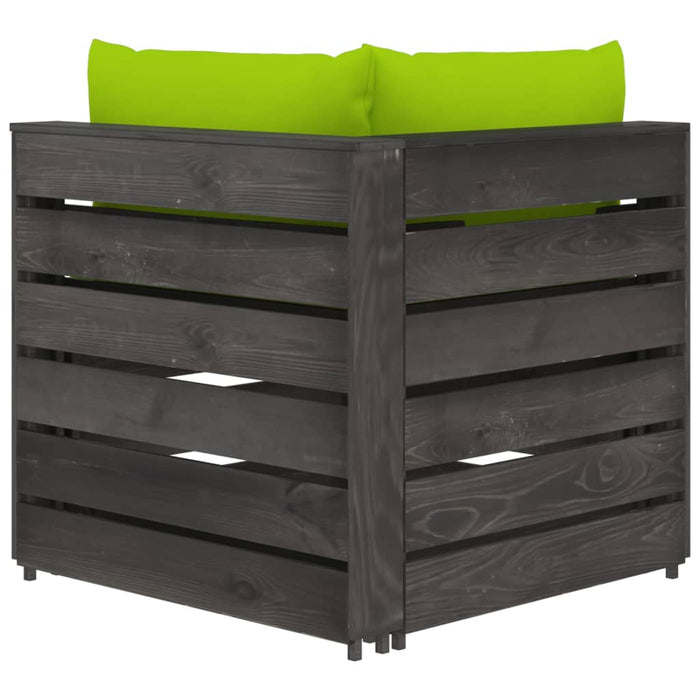 2-Sitzer Outdoor-Sofa mit Kissen Grau Imprägniertes Kiefernholz