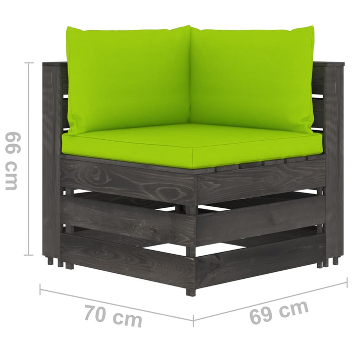 2-Sitzer Outdoor-Sofa mit Kissen Grau Imprägniertes Kiefernholz
