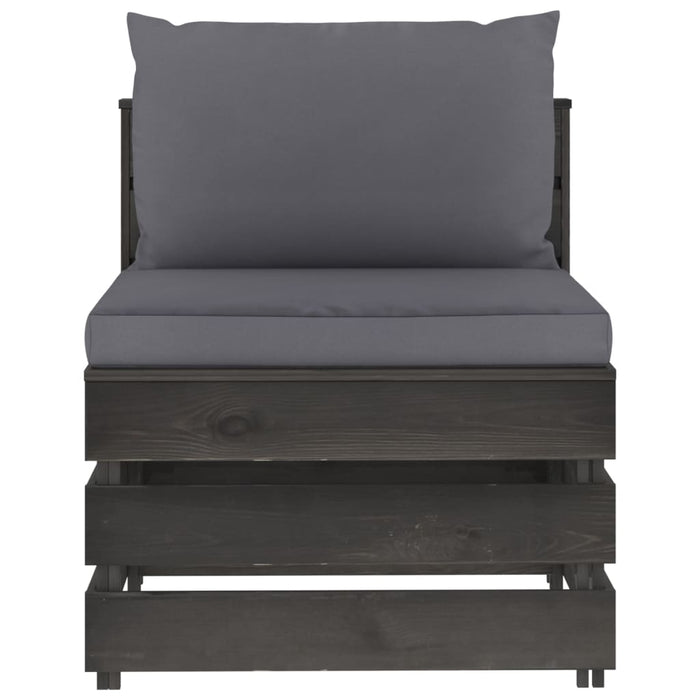 3-Sitzer Outdoor-Sofa mit Kissen Grau Imprägniertes Kiefernholz