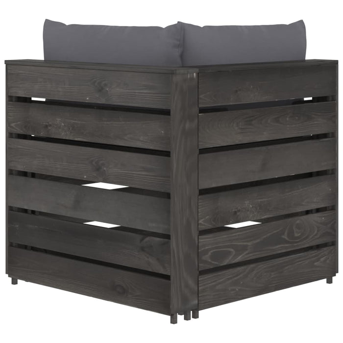 3-Sitzer Outdoor-Sofa mit Kissen Grau Imprägniertes Kiefernholz