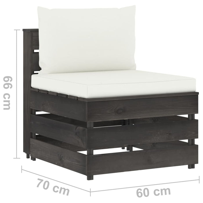 3-Sitzer Outdoor-Sofa mit Kissen Grau Imprägniertes Kiefernholz
