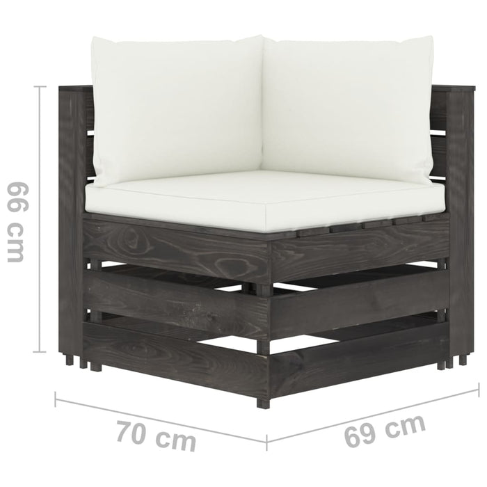 3-Sitzer Outdoor-Sofa mit Kissen Grau Imprägniertes Kiefernholz
