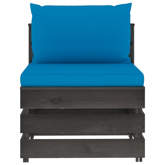 3-Sitzer Outdoor-Sofa mit Kissen Grau Imprägniertes Kiefernholz