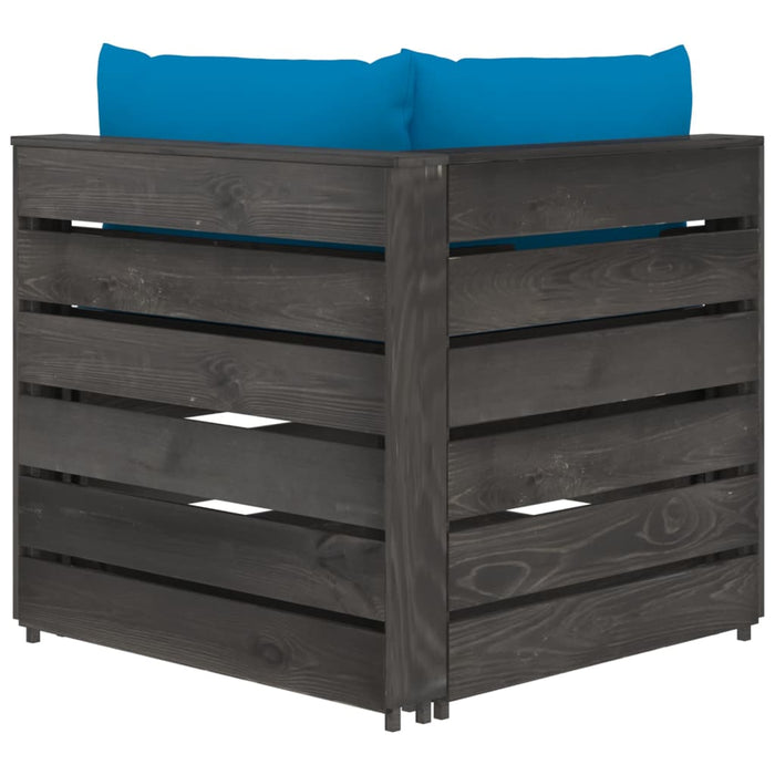 3-Sitzer Outdoor-Sofa mit Kissen Grau Imprägniertes Kiefernholz