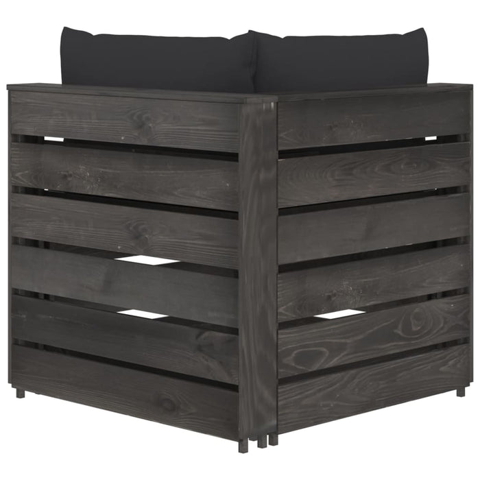 3-Sitzer Outdoor-Sofa mit Kissen Grau Imprägniertes Kiefernholz