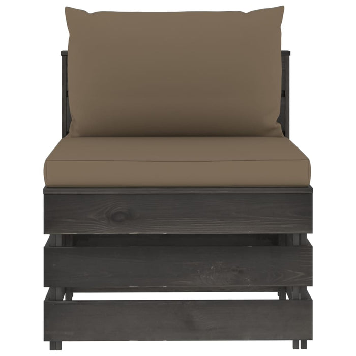 3-Sitzer Outdoor-Sofa mit Kissen Grau Imprägniertes Kiefernholz