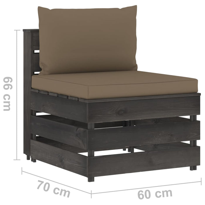 3-Sitzer Outdoor-Sofa mit Kissen Grau Imprägniertes Kiefernholz