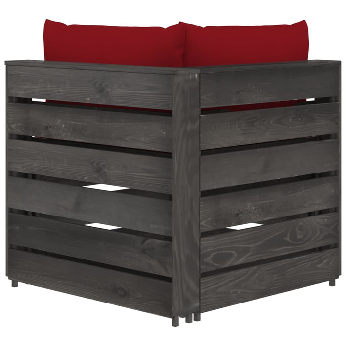 3-Sitzer Outdoor-Sofa mit Kissen Grau Imprägniertes Kiefernholz