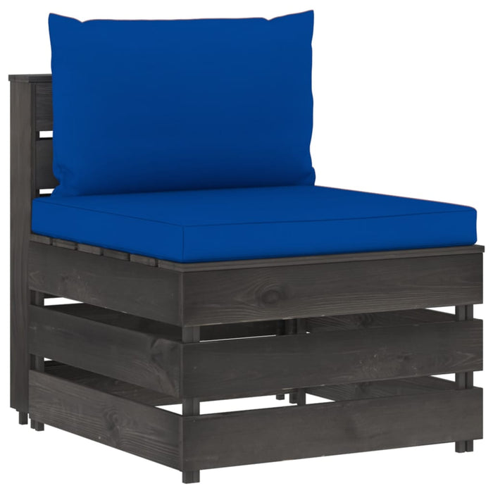 3-Sitzer Outdoor-Sofa mit Kissen Grau Imprägniertes Kiefernholz