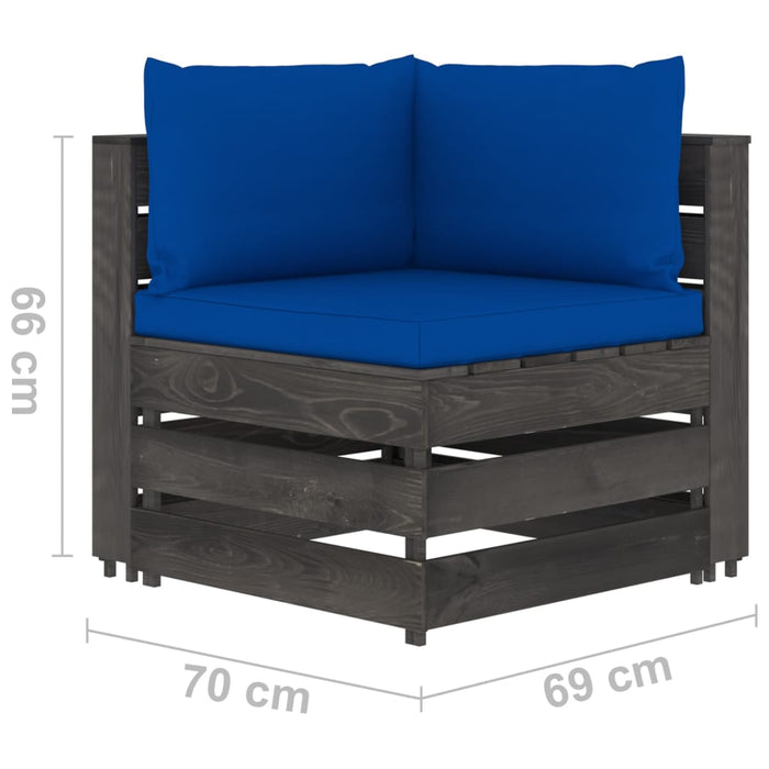 3-Sitzer Outdoor-Sofa mit Kissen Grau Imprägniertes Kiefernholz