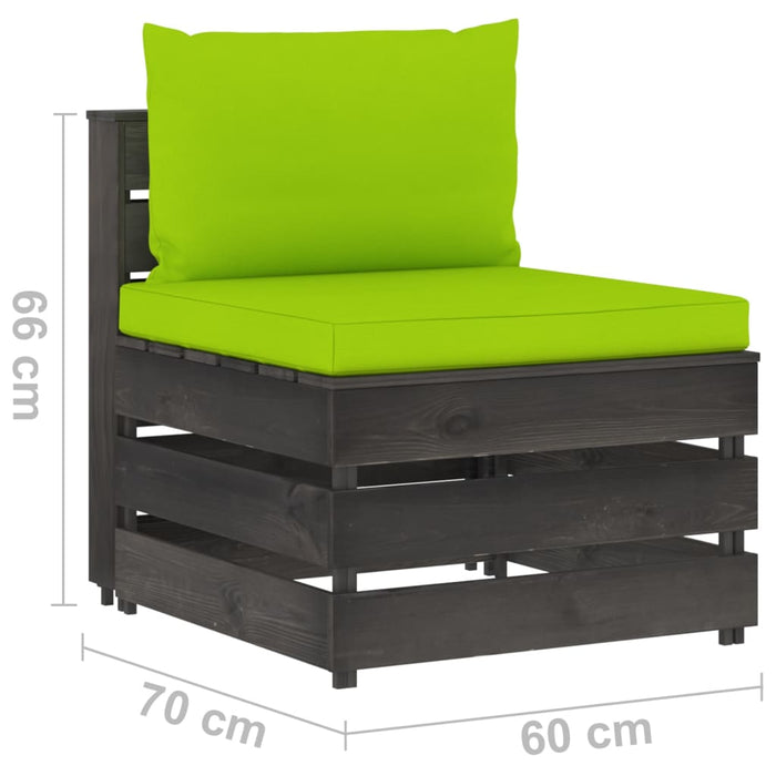 3-Sitzer Outdoor-Sofa mit Kissen Grau Imprägniertes Kiefernholz