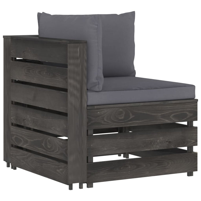 4-Sitzer Outdoor-Sofa mit Kissen Grau Imprägniertes Holz