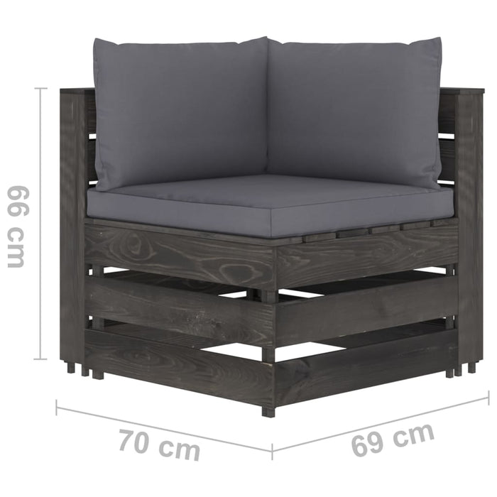 4-Sitzer Outdoor-Sofa mit Kissen Grau Imprägniertes Holz