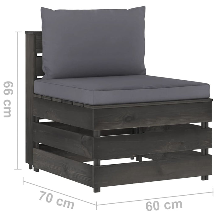 4-Sitzer Outdoor-Sofa mit Kissen Grau Imprägniertes Holz