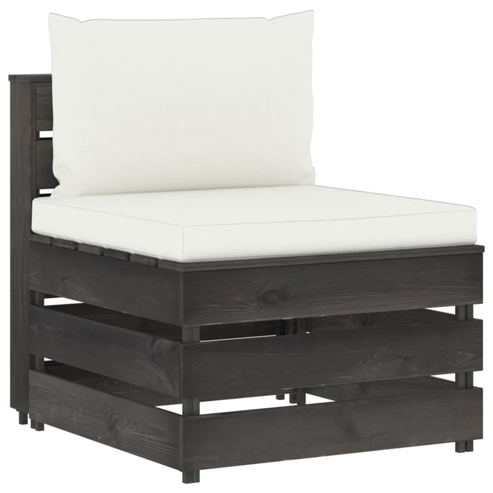 4-Sitzer Outdoor-Sofa mit Kissen Grau Imprägniertes Holz