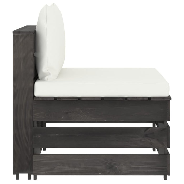 4-Sitzer Outdoor-Sofa mit Kissen Grau Imprägniertes Holz