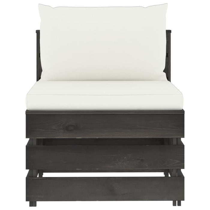 4-Sitzer Outdoor-Sofa mit Kissen Grau Imprägniertes Holz