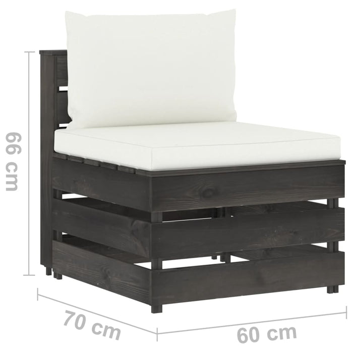 4-Sitzer Outdoor-Sofa mit Kissen Grau Imprägniertes Holz