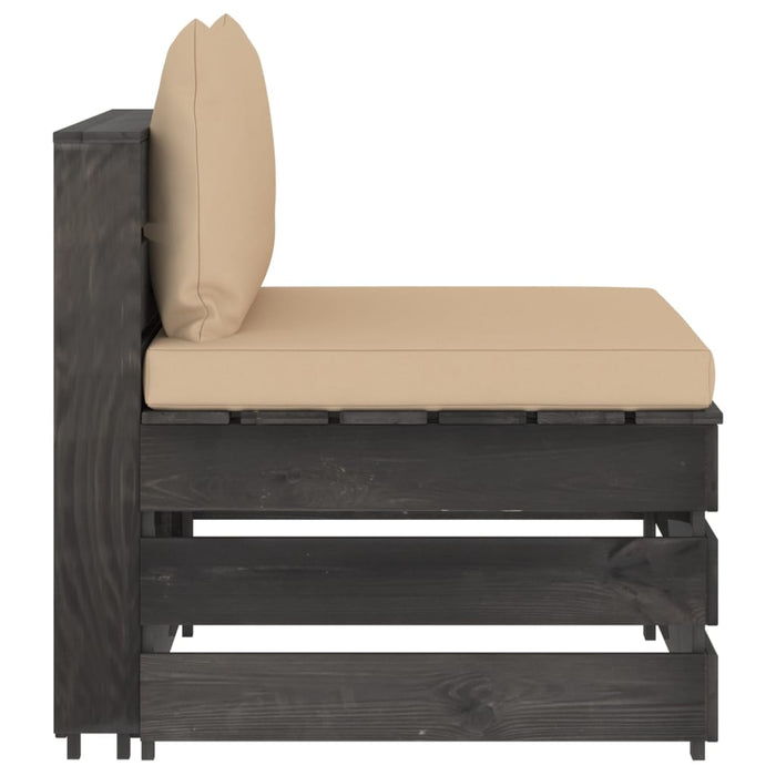 4-Sitzer Outdoor-Sofa mit Kissen Grau Imprägniertes Holz