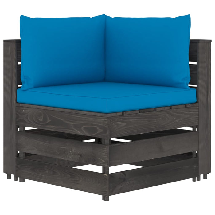 4-Sitzer Outdoor-Sofa mit Kissen Grau Imprägniertes Holz