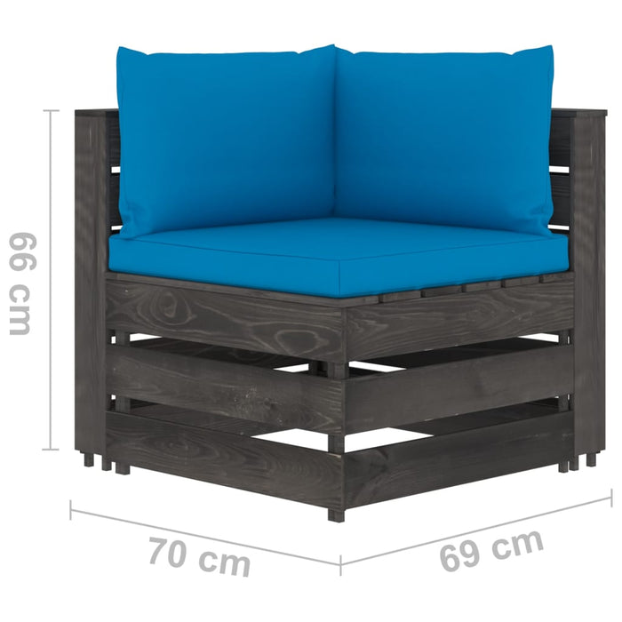 4-Sitzer Outdoor-Sofa mit Kissen Grau Imprägniertes Holz