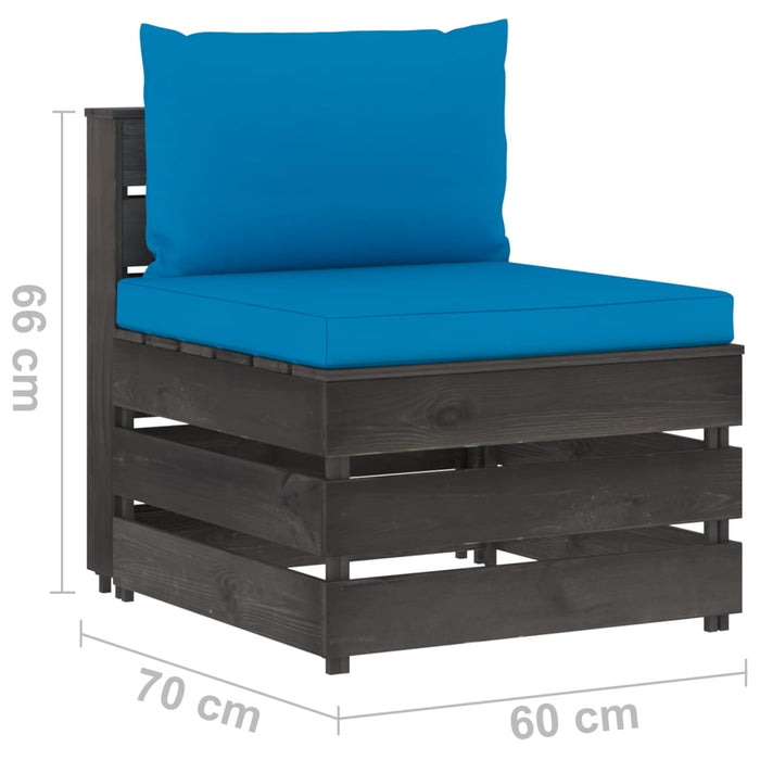 4-Sitzer Outdoor-Sofa mit Kissen Grau Imprägniertes Holz