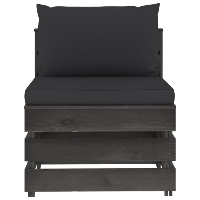 4-Sitzer Outdoor-Sofa mit Kissen Grau Imprägniertes Holz