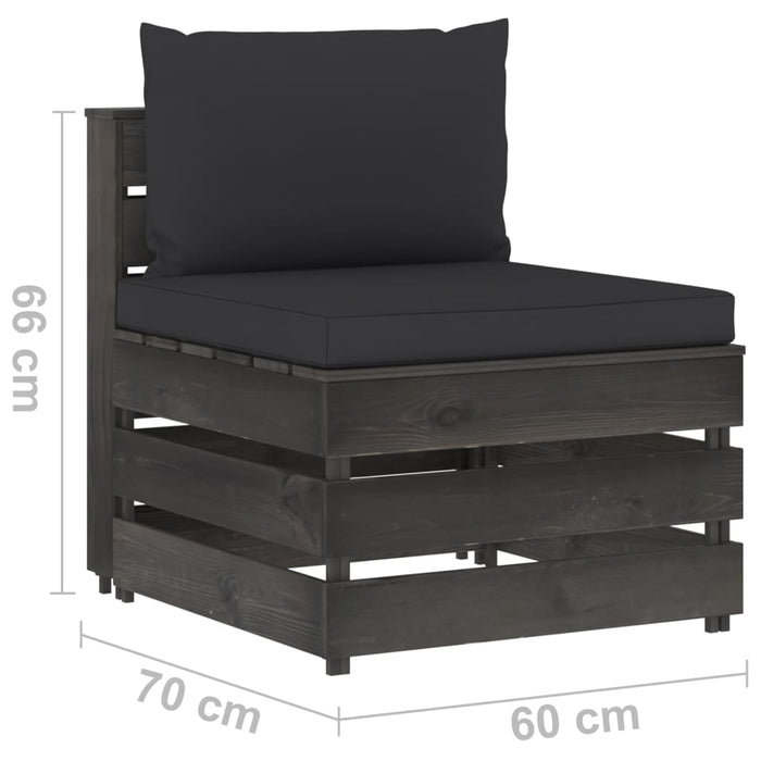 4-Sitzer Outdoor-Sofa mit Kissen Grau Imprägniertes Holz