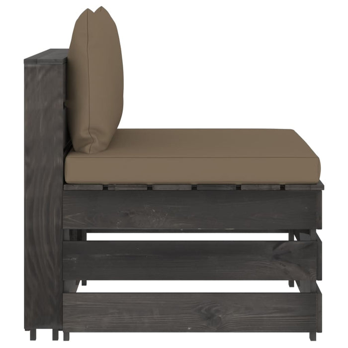 4-Sitzer Outdoor-Sofa mit Kissen Grau Imprägniertes Holz