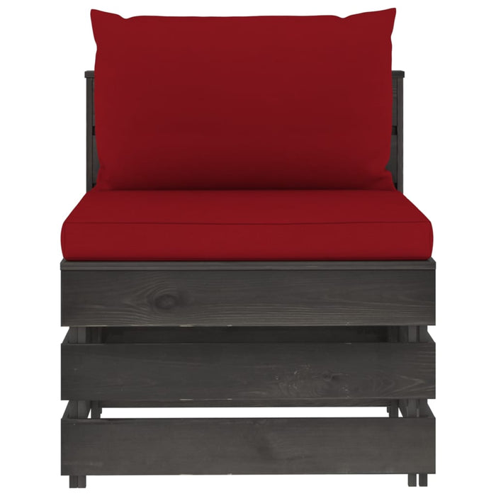 4-Sitzer Outdoor-Sofa mit Kissen Grau Imprägniertes Holz