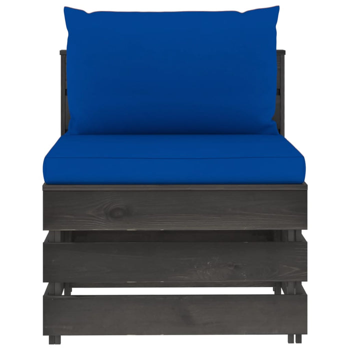 4-Sitzer Outdoor-Sofa mit Kissen Grau Imprägniertes Holz