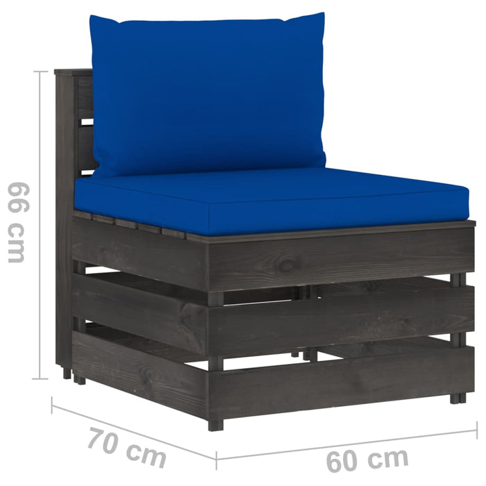 4-Sitzer Outdoor-Sofa mit Kissen Grau Imprägniertes Holz