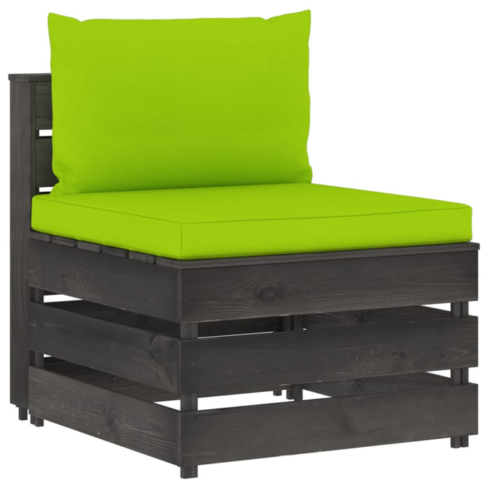 4-Sitzer Outdoor-Sofa mit Kissen Grau Imprägniertes Holz