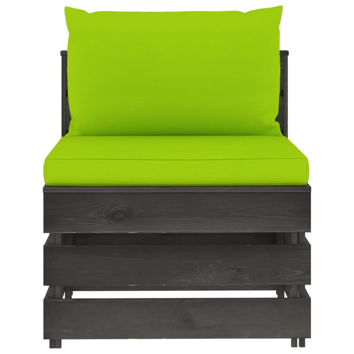 4-Sitzer Outdoor-Sofa mit Kissen Grau Imprägniertes Holz