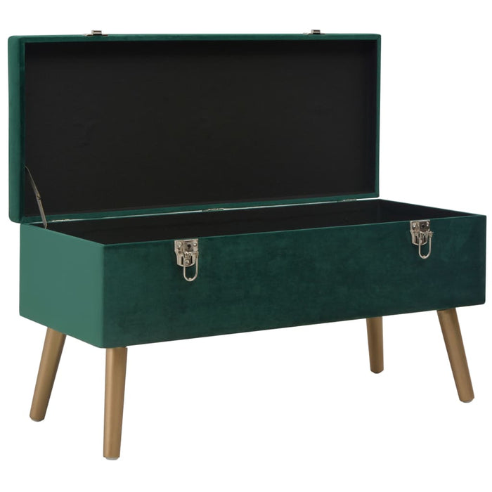Bench with storage compartment 80 cm green velvet