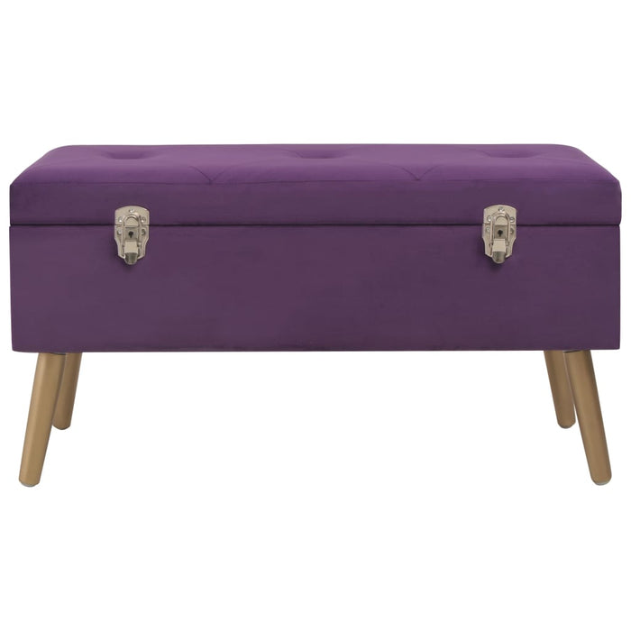 Bench with storage space 80 cm purple velvet