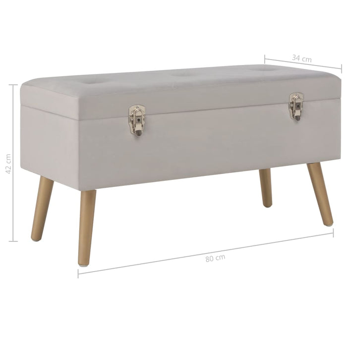 Bench with storage space 80 cm gray velvet