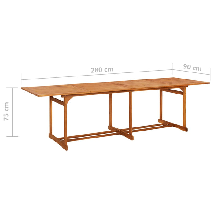 Garden dining table 280x90x75 cm solid acacia wood